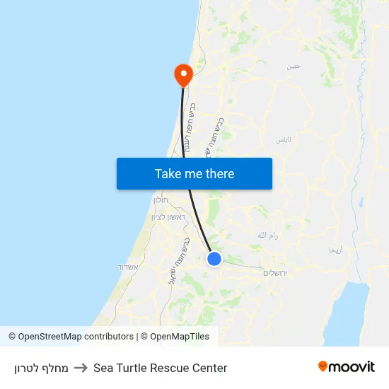 מחלף לטרון to Sea Turtle Rescue Center map