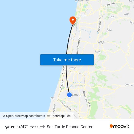 כביש 471/זבוטינסקי to Sea Turtle Rescue Center map