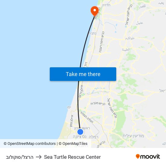 הרצל/סוקולוב to Sea Turtle Rescue Center map