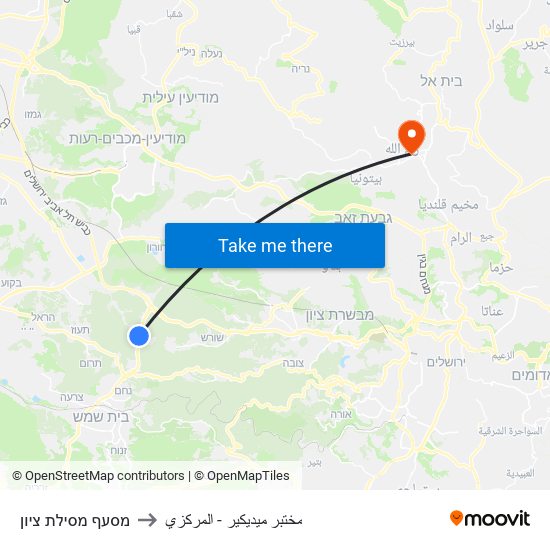 מסעף מסילת ציון to مختبر ميديكير - المركزي map