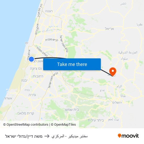 משה דיין/גדולי ישראל to مختبر ميديكير - المركزي map