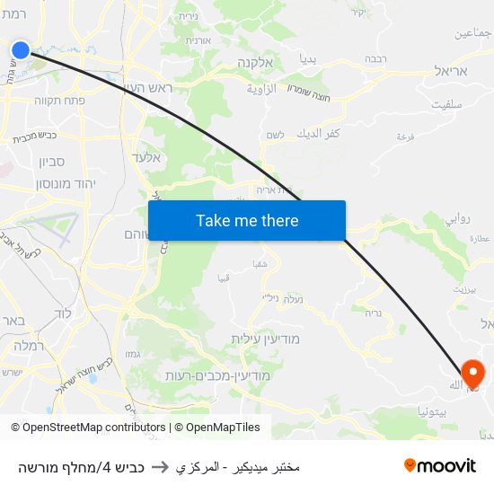 כביש 4/מחלף מורשה to مختبر ميديكير - المركزي map