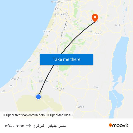 מחנה צאלים to مختبر ميديكير - المركزي map