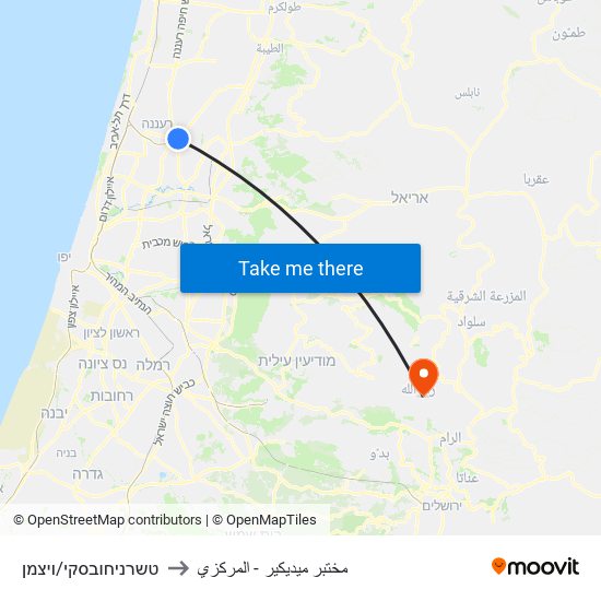 טשרניחובסקי/ויצמן to مختبر ميديكير - المركزي map