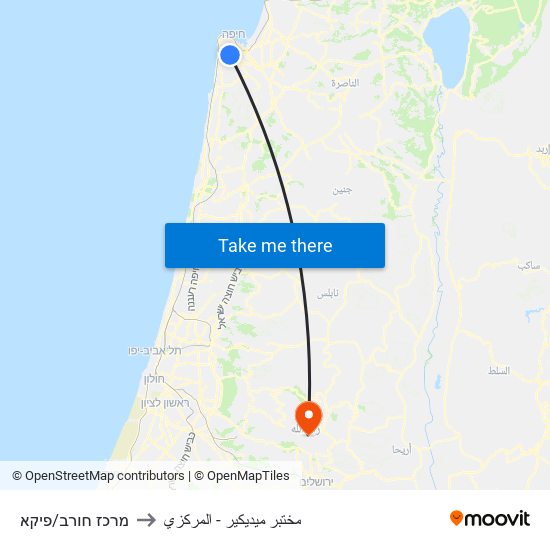 מרכז חורב/פיקא to مختبر ميديكير - المركزي map