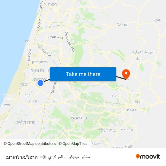 הרצל/ארלוזורוב to مختبر ميديكير - المركزي map