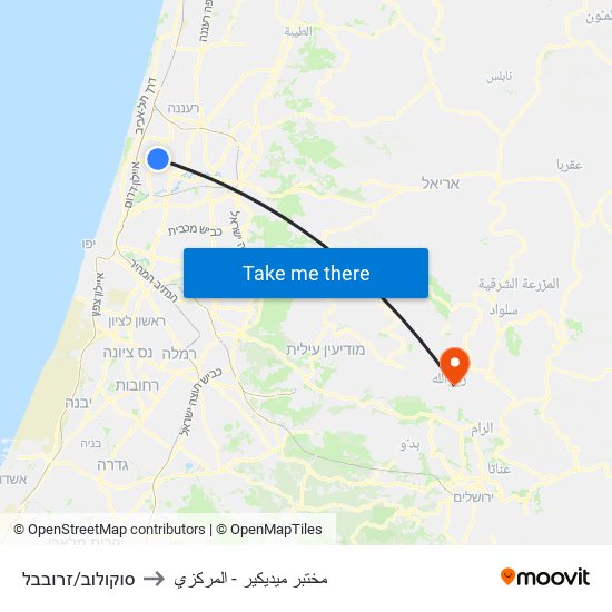 סוקולוב/זרובבל to مختبر ميديكير - المركزي map