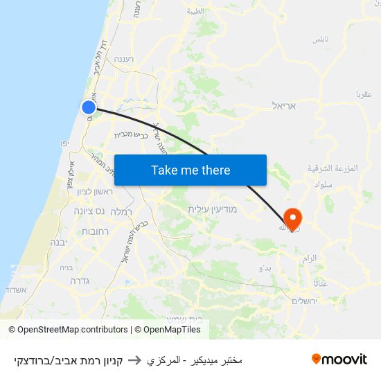 קניון רמת אביב/ברודצקי to مختبر ميديكير - المركزي map