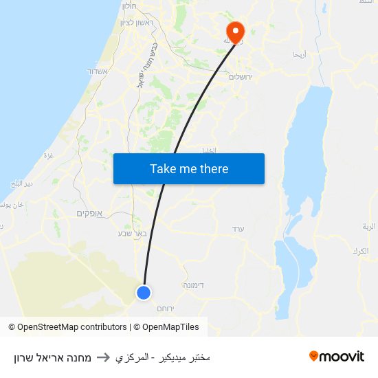 מחנה אריאל שרון to مختبر ميديكير - المركزي map