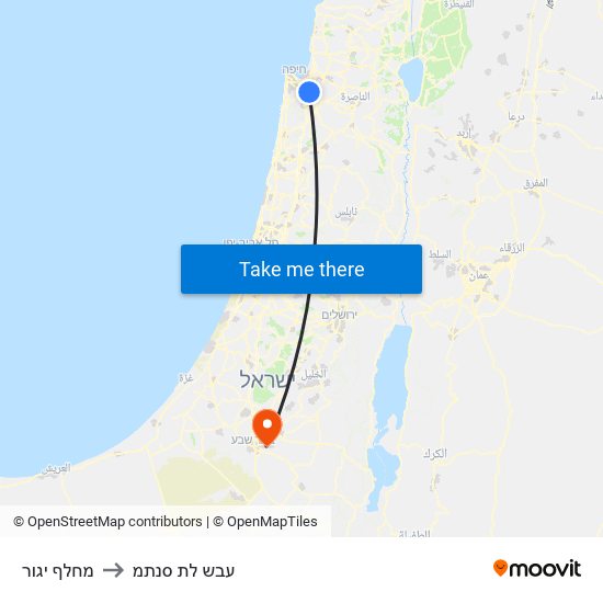 מחלף יגור to עבש לת סנתמ map