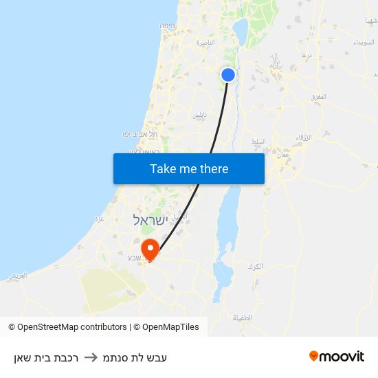 רכבת בית שאן to עבש לת סנתמ map