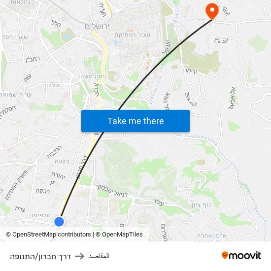 דרך חברון/התנופה to المقاصد map