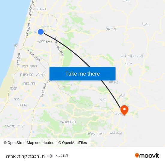 ת. רכבת קרית אריה to المقاصد map