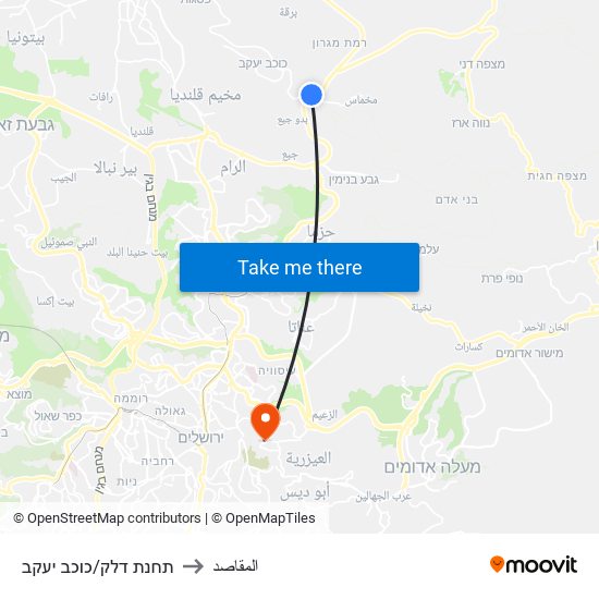 תחנת דלק/כוכב יעקב to المقاصد map