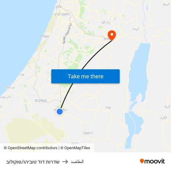 שדרות דוד טוביהו/סוקולוב to المقاصد map