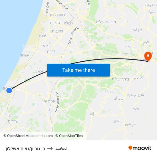 בן גוריון/נאות אשקלון to المقاصد map