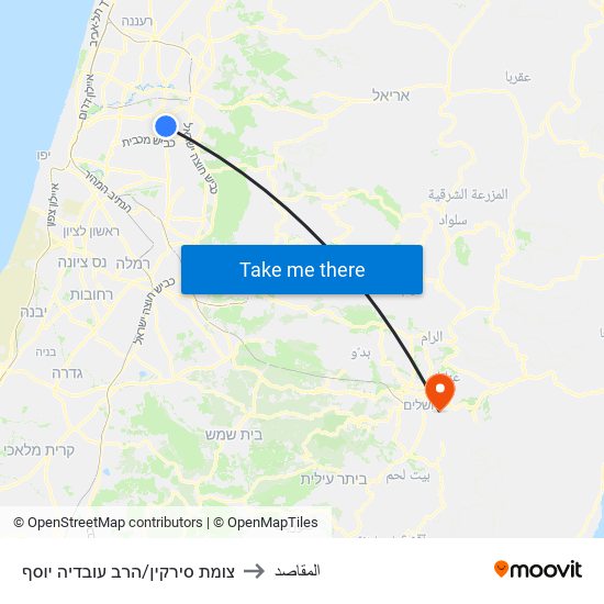 צומת סירקין/הרב עובדיה יוסף to المقاصد map