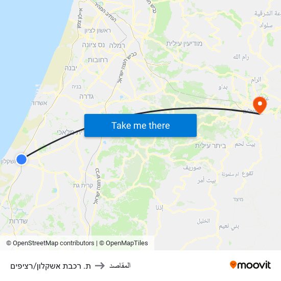 ת. רכבת אשקלון/רציפים to المقاصد map