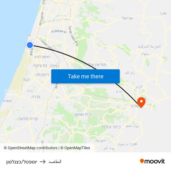 יוספטל/כצנלסון to المقاصد map