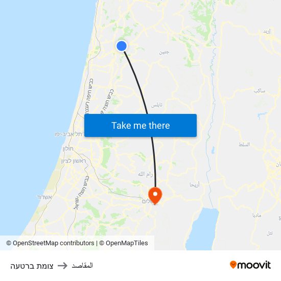 צומת ברטעה to المقاصد map