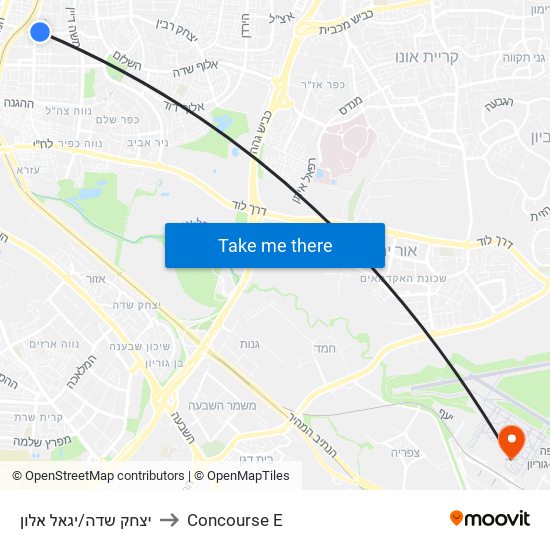 יצחק שדה/יגאל אלון to Concourse E map