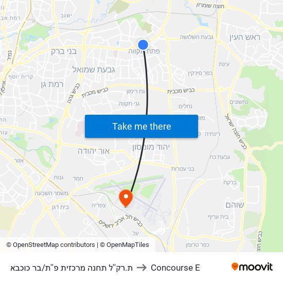 ת.רק''ל תחנה מרכזית פ''ת/בר כוכבא to Concourse E map