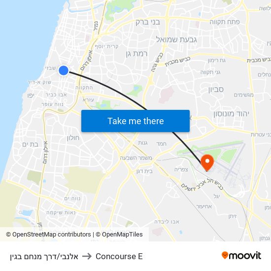 אלנבי/דרך מנחם בגין to Concourse E map