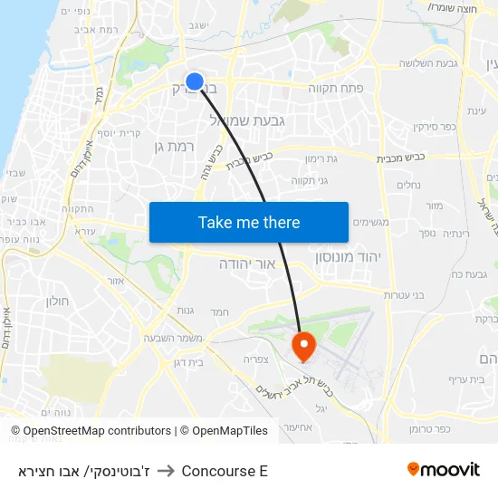 ז'בוטינסקי/ אבו חצירא to Concourse E map