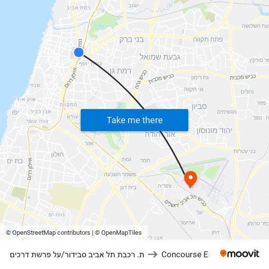 ת. רכבת תל אביב סבידור/על פרשת דרכים to Concourse E map