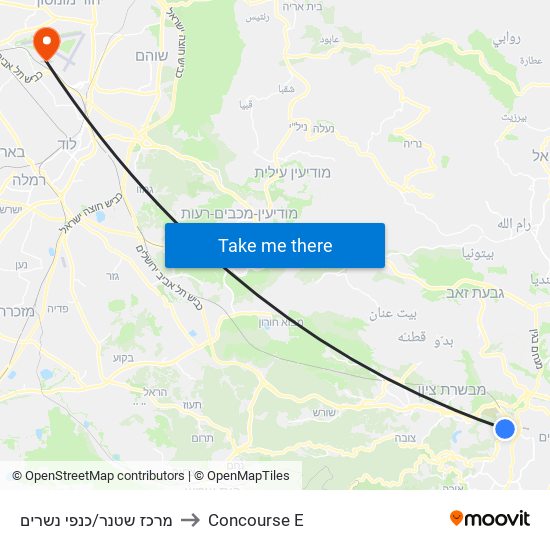 מרכז שטנר/כנפי נשרים to Concourse E map