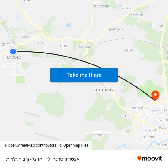 הרצל/קיבוץ גלויות to אצטדיון טרנר map