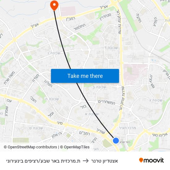 ת.מרכזית באר שבע/רציפים בינעירוני to אצטדיון טרנר map