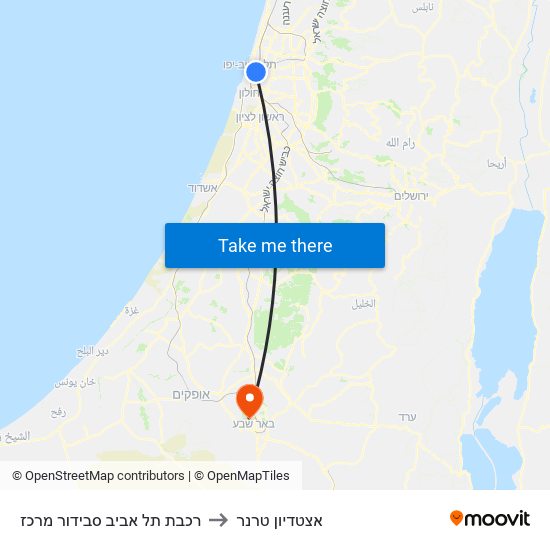 רכבת תל אביב סבידור מרכז to אצטדיון טרנר map