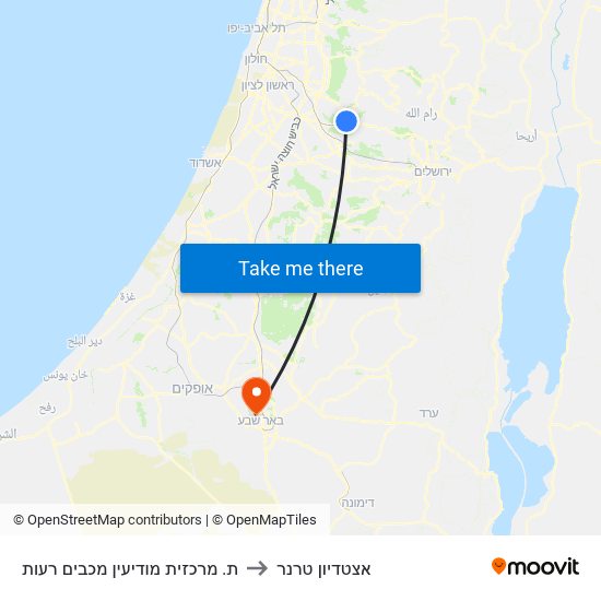 ת. מרכזית מודיעין מכבים רעות to אצטדיון טרנר map