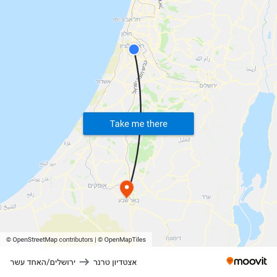 ירושלים/האחד עשר to אצטדיון טרנר map