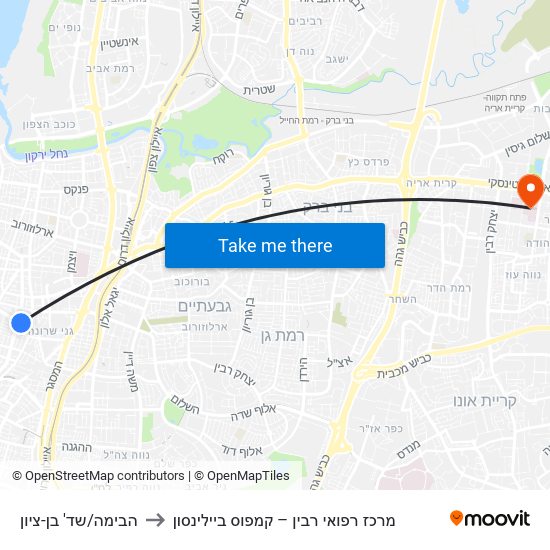 הבימה/שד' בן-ציון to מרכז רפואי רבין – קמפוס ביילינסון map