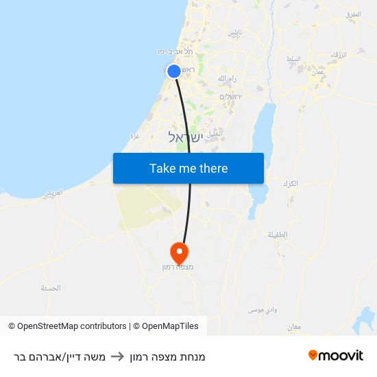 משה דיין/אברהם בר to מנחת מצפה רמון map