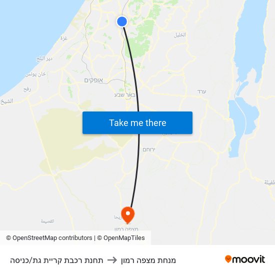 תחנת רכבת קריית גת/כניסה to מנחת מצפה רמון map