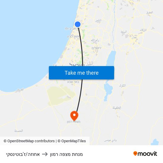 אחוזה/ז'בוטינסקי to מנחת מצפה רמון map