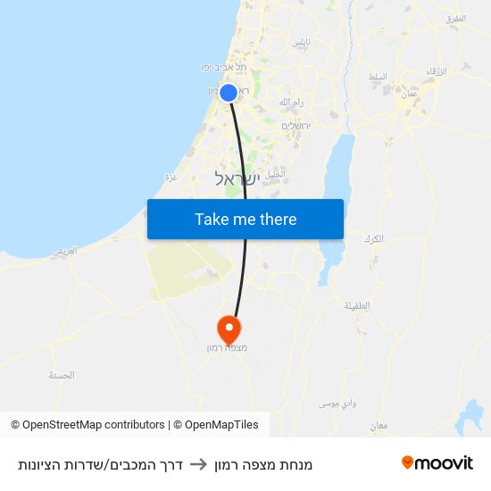 דרך המכבים/שדרות הציונות to מנחת מצפה רמון map