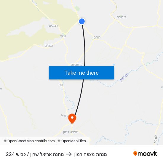 מחנה אריאל שרון / כביש 224 to מנחת מצפה רמון map