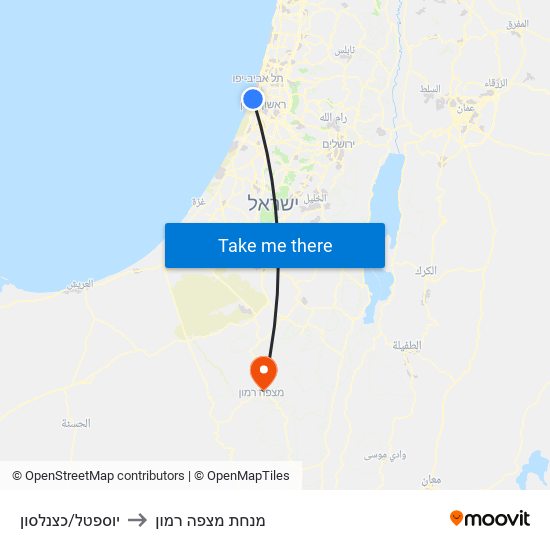 יוספטל/כצנלסון to מנחת מצפה רמון map