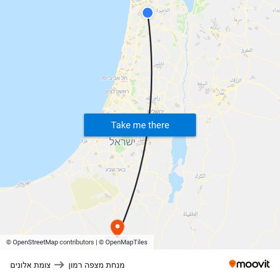 צומת אלונים to מנחת מצפה רמון map