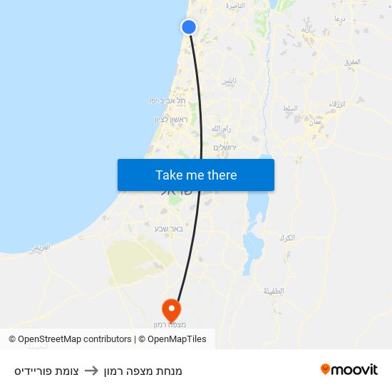 צומת פוריידיס to מנחת מצפה רמון map