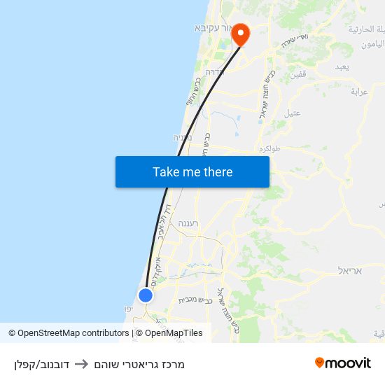 דובנוב/קפלן to מרכז גריאטרי שוהם map