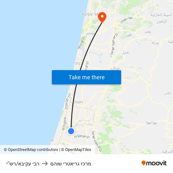 רבי עקיבא/רש''י to מרכז גריאטרי שוהם map