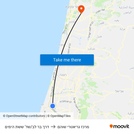 דרך בר לב/שד' ששת הימים to מרכז גריאטרי שוהם map