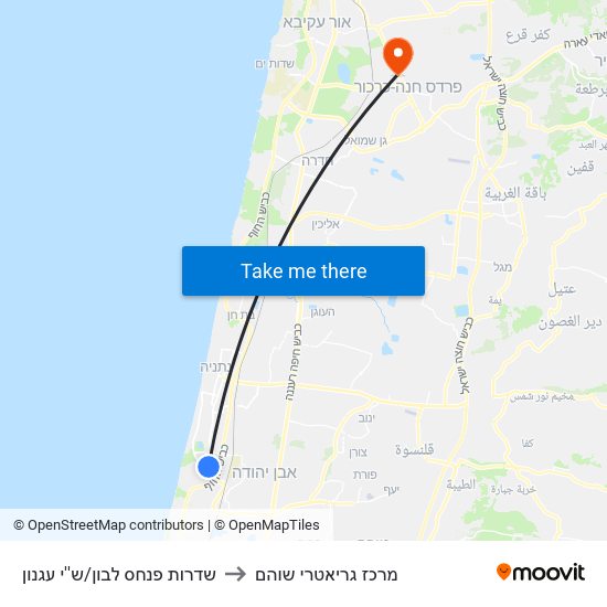 שדרות פנחס לבון/ש''י עגנון to מרכז גריאטרי שוהם map