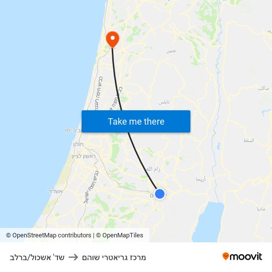 שד' אשכול/ברלב to מרכז גריאטרי שוהם map