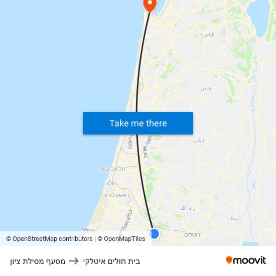 מסעף מסילת ציון to בית חולים איטלקי map